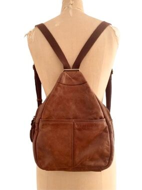 Saddle Brown Soft Leather Backpack Travel Bag Supple Genuine Boho Minimalist